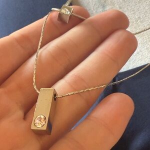 White House black market pace crystal gold pendant double chain necklace